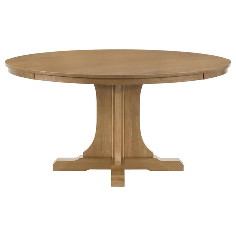 Delphinium 7-piece Round Dining Table Set Natural Light Brown