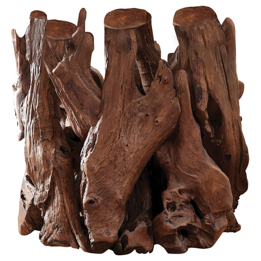 Colmar Round Dining Table Base Natural Teak Light BrownNatural Light Brown