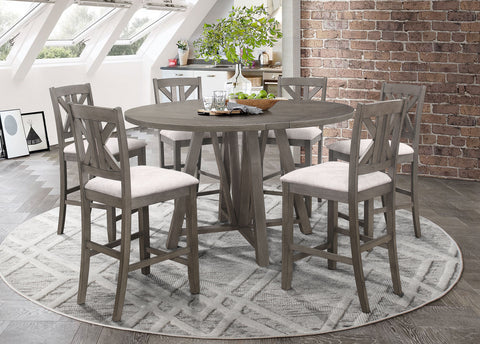 Serreta 7-piece Drop Leaf Counter Height Dining Set Barn GreyBarn Grey
