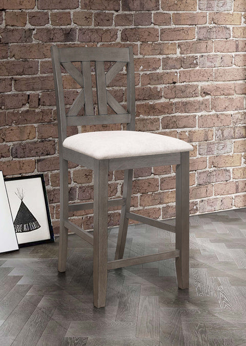 Serreta Wood Counter Chair with Cushion Barn Grey (Set of 2)Barn Grey
