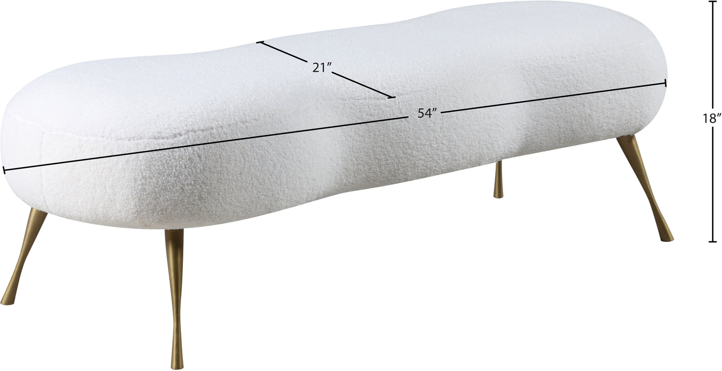 terra white faux sheepskin fur bench fur