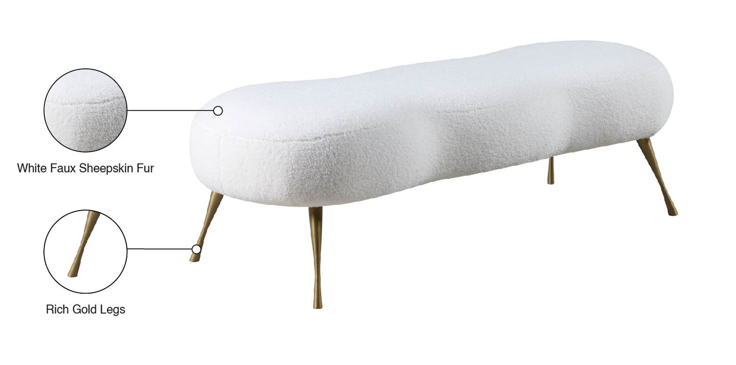 terra white faux sheepskin fur bench fur