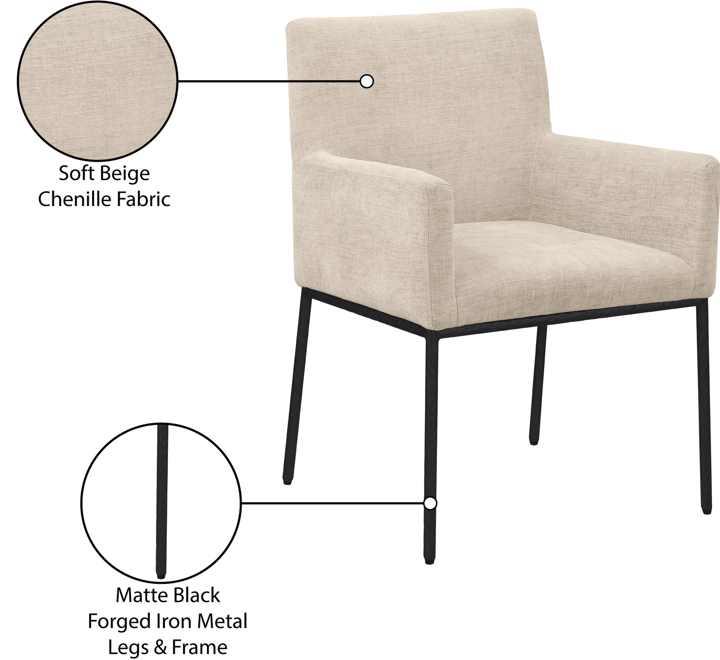 shiloh beige chenille fabric dining chair