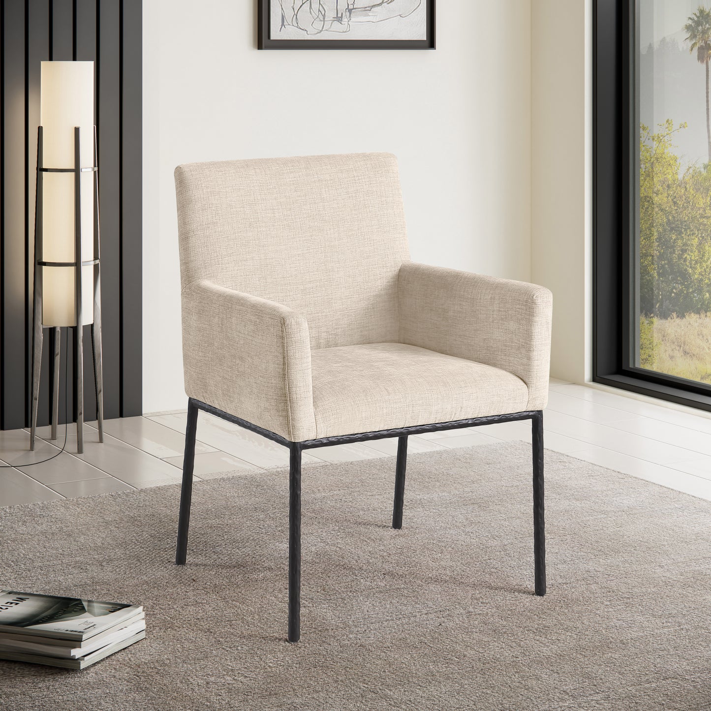 shiloh beige chenille fabric dining chair