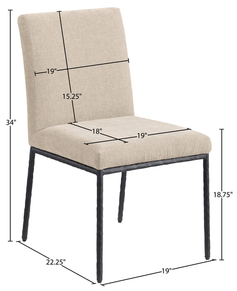 Florence Beige Chenille Fabric Upholstered Dining Side Chair , 2-Piece (Style 1)