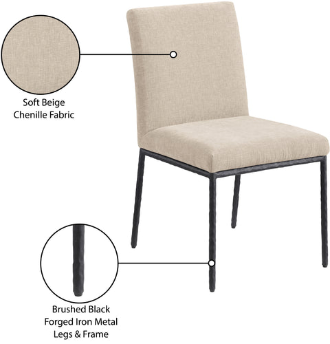 Florence Beige Chenille Fabric Upholstered Dining Side Chair , 2-Piece (Style 1)