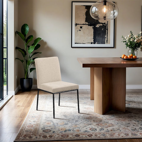 Florence Beige Chenille Fabric Upholstered Dining Side Chair , 2-Piece (Style 1)