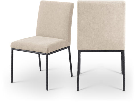 Florence Beige Chenille Fabric Upholstered Dining Side Chair , 2-Piece (Style 1)