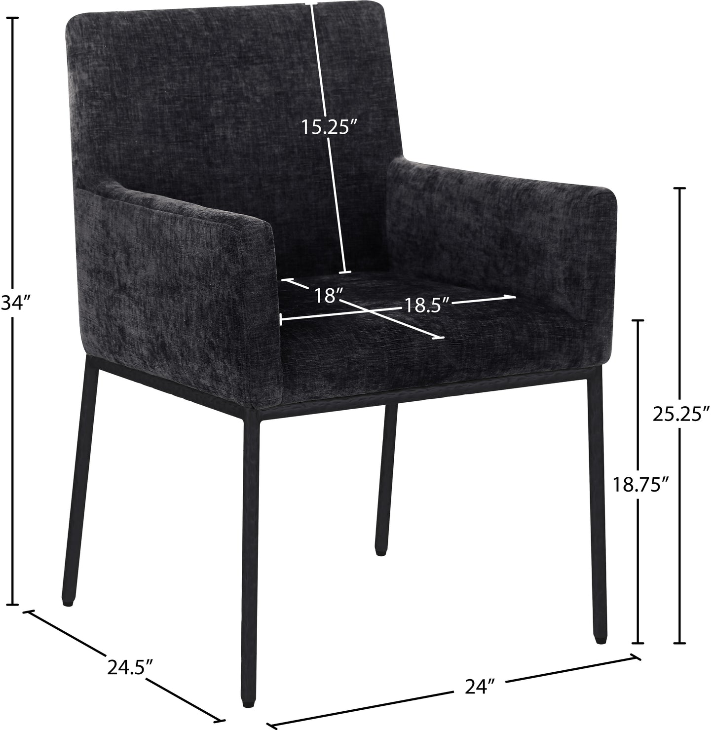 shiloh black chenille fabric dining chair