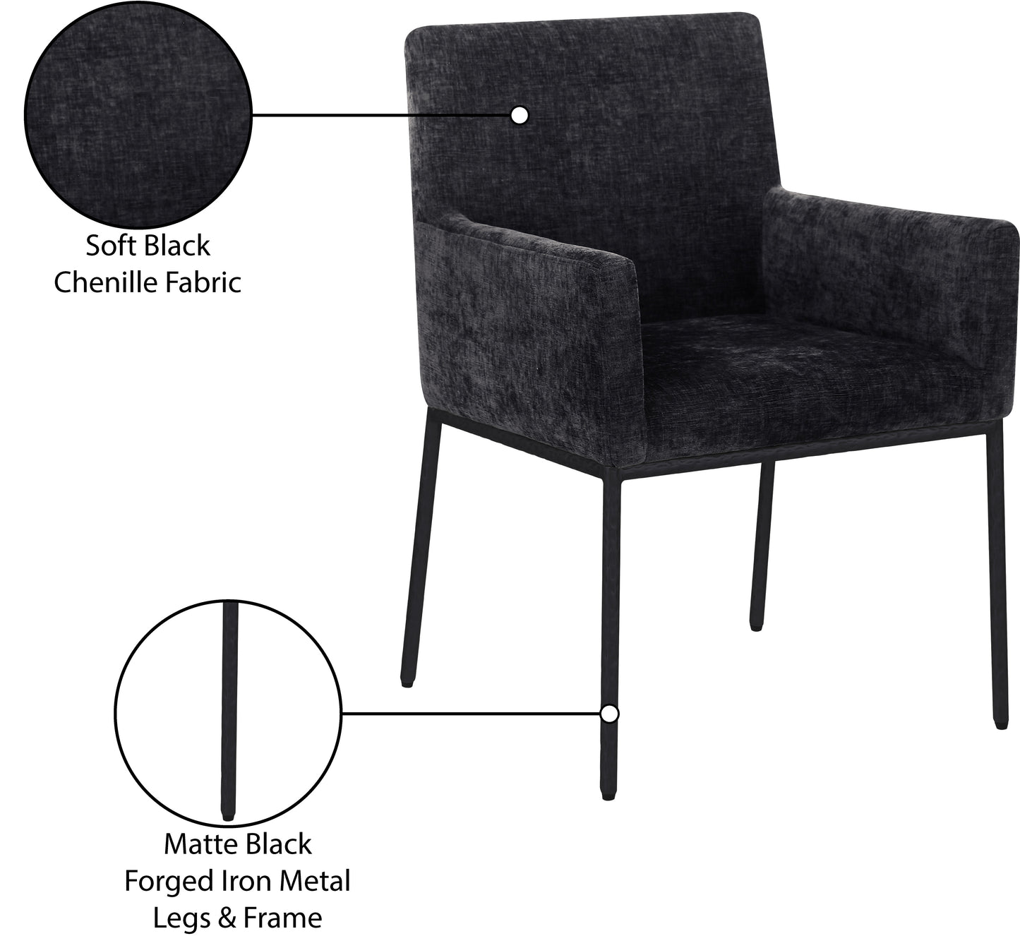 shiloh black chenille fabric dining chair