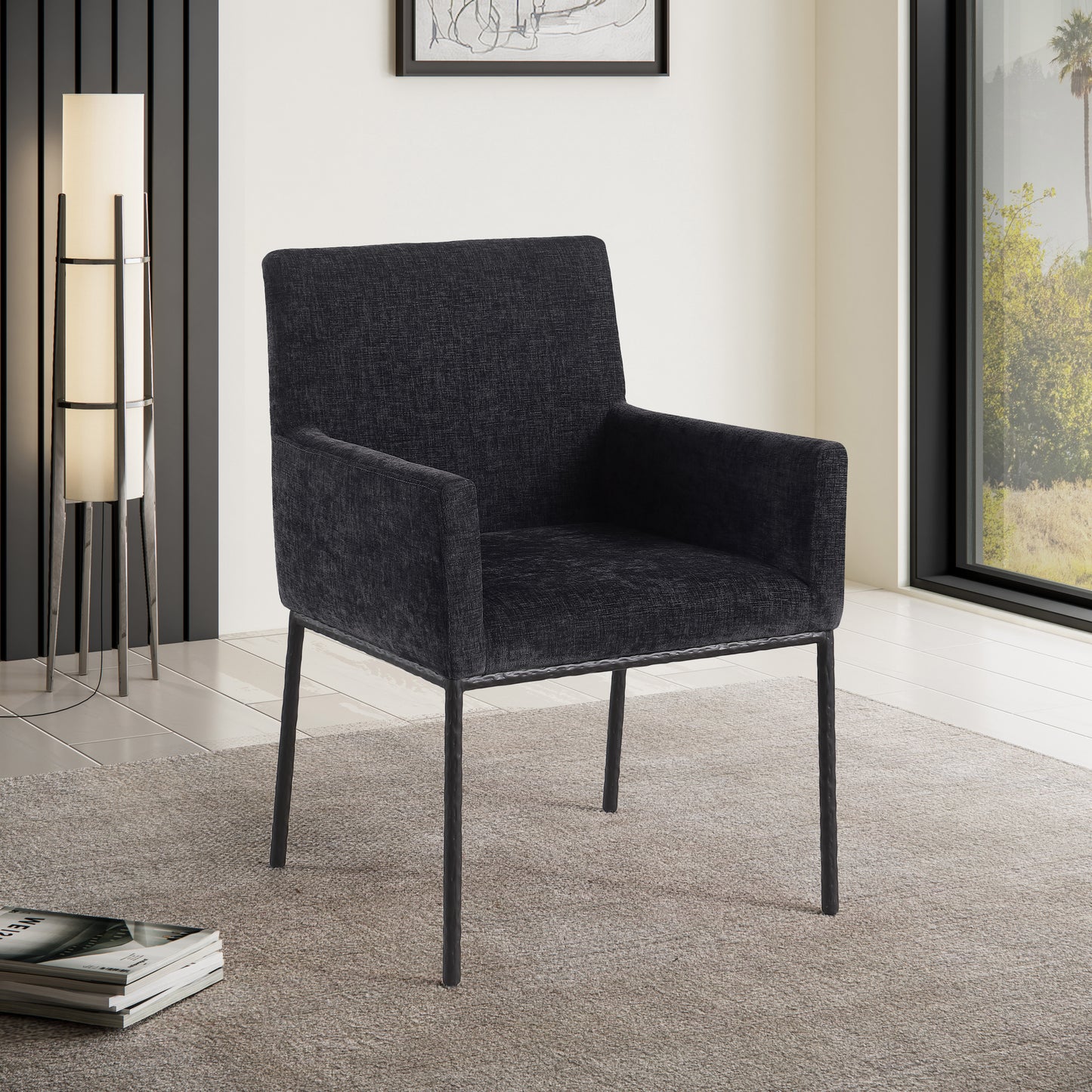 shiloh black chenille fabric dining chair