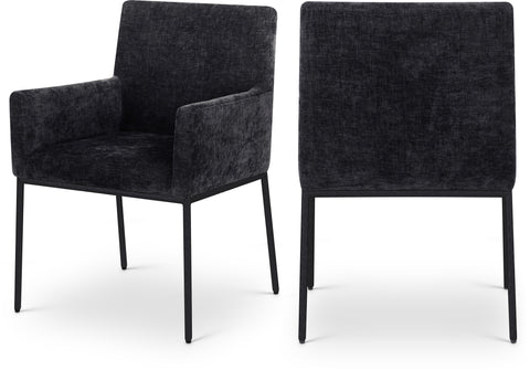 Florence Black Chenille Fabric Upholstered Dining Arm Chair , 2-Piece (Style 1)