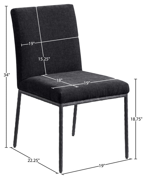 Florence Black Chenille Fabric Upholstered Dining Side Chair , 2-Piece (Style 1)