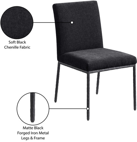 Florence Black Chenille Fabric Upholstered Dining Side Chair , 2-Piece (Style 1)