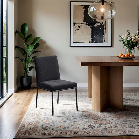 Florence Black Chenille Fabric Upholstered Dining Side Chair , 2-Piece (Style 1)