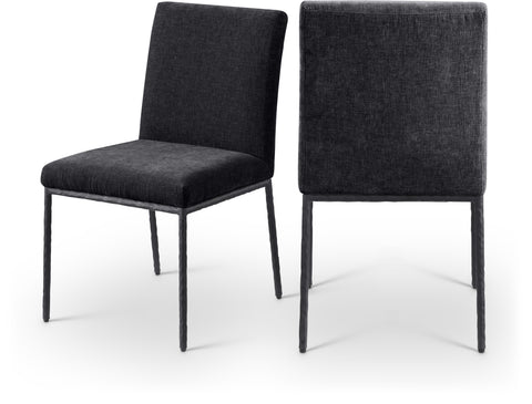 Florence Black Chenille Fabric Upholstered Dining Side Chair , 2-Piece (Style 1)