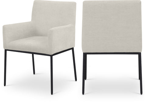 Florence Cream Chenille Fabric Upholstered Dining Arm Chair , 2-Piece (Style 1)