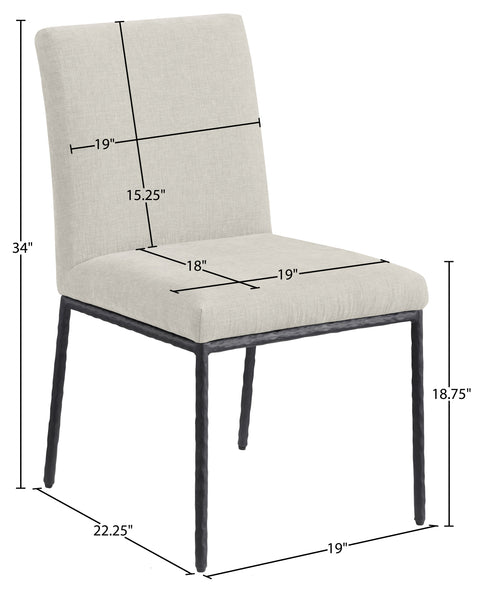 Florence Cream Chenille Fabric Upholstered Dining Side Chair , 2-Piece (Style 1)