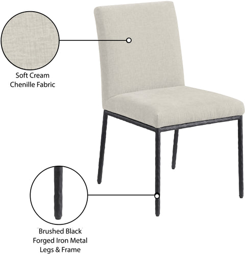 Florence Cream Chenille Fabric Upholstered Dining Side Chair , 2-Piece (Style 1)