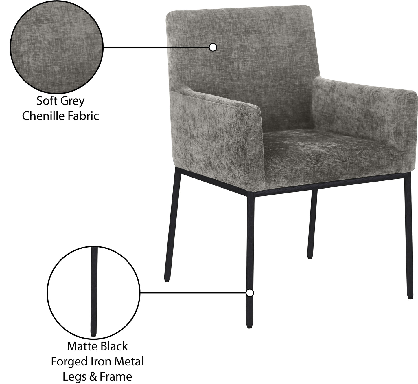 shiloh grey chenille fabric dining chair