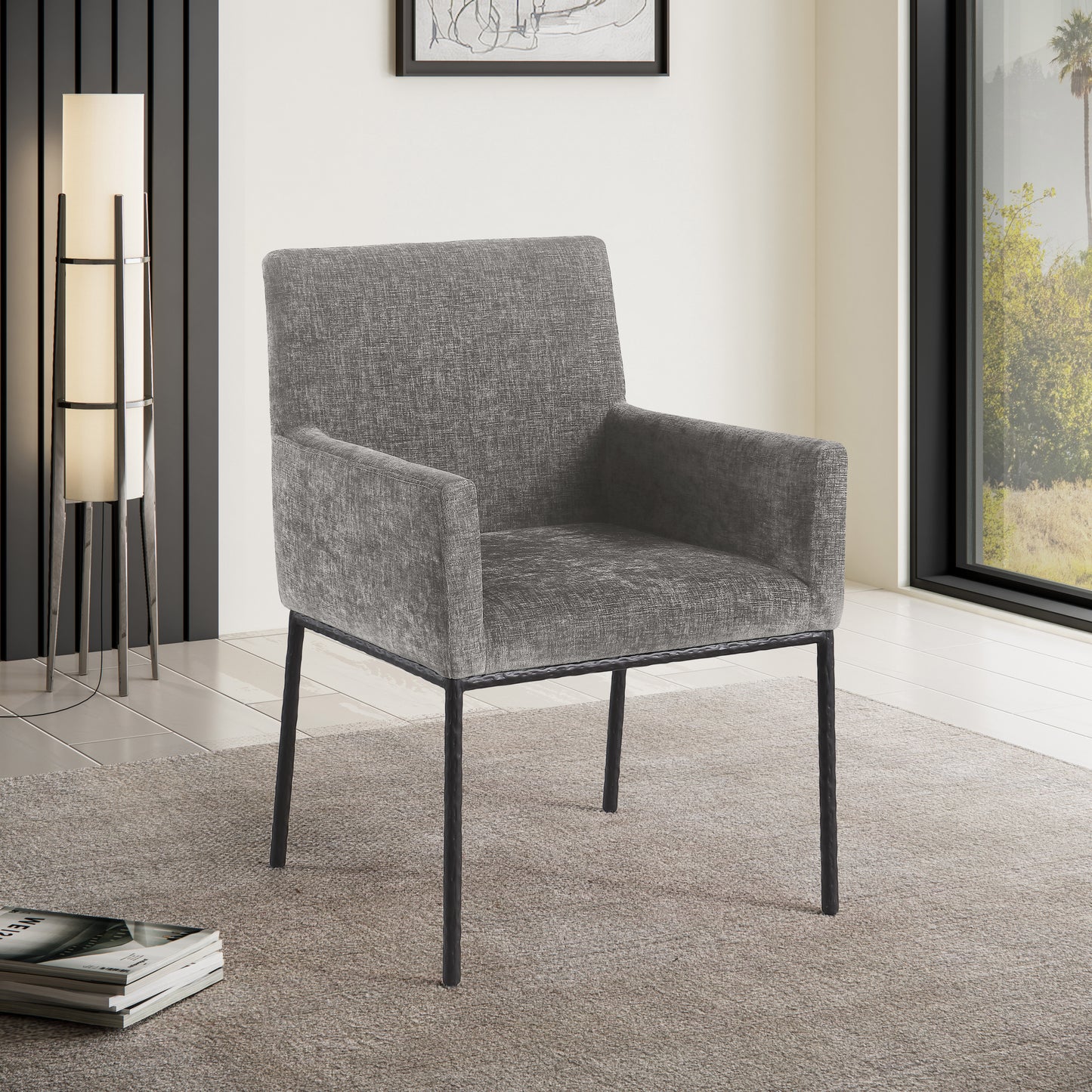 shiloh grey chenille fabric dining chair