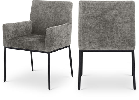 Florence Grey Chenille Fabric Upholstered Dining Arm Chair , 2-Piece (Style 1)