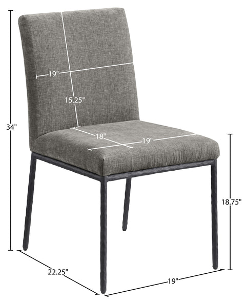 Florence Grey Chenille Fabric Upholstered Dining Side Chair , 2-Piece (Style 1)