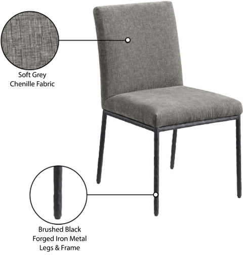 Florence Grey Chenille Fabric Upholstered Dining Side Chair , 2-Piece (Style 1)