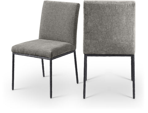 Florence Grey Chenille Fabric Upholstered Dining Side Chair , 2-Piece (Style 1)