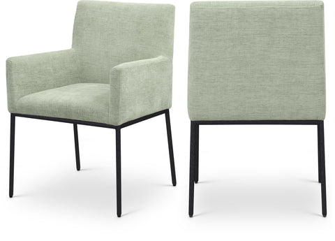 Florence Mint Chenille Fabric Upholstered Dining Arm Chair, 2-Piece