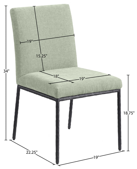 Florence Mint Chenille Fabric Upholstered Dining Side Chair, 2-Piece