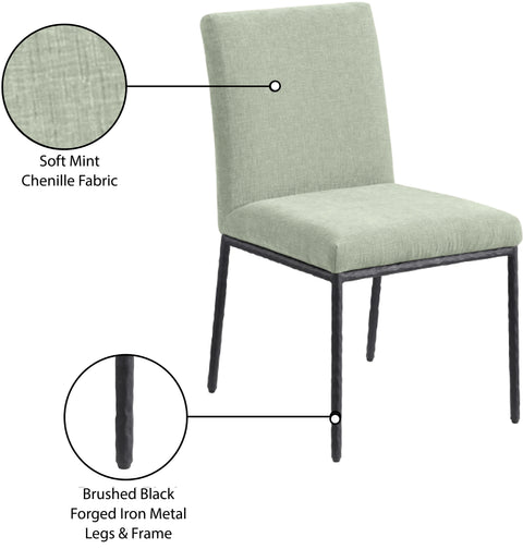 Florence Mint Chenille Fabric Upholstered Dining Side Chair, 2-Piece
