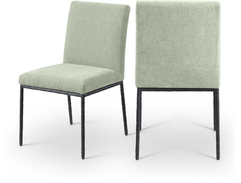 Florence Mint Chenille Fabric Upholstered Dining Side Chair, 2-Piece