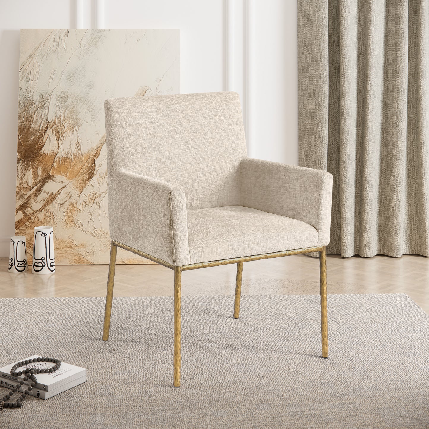 shiloh beige chenille fabric dining chair