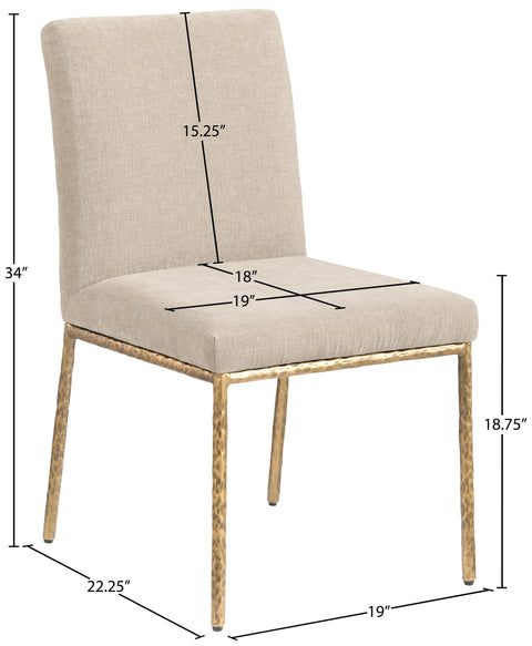 Florence Beige Chenille Fabric Upholstered Dining Side Chair , 2-Piece (Style 2)