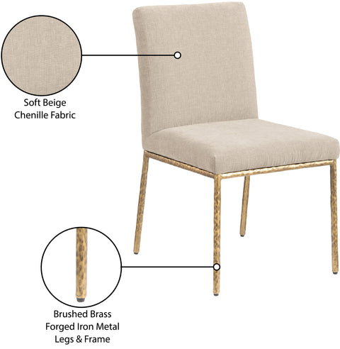 Florence Beige Chenille Fabric Upholstered Dining Side Chair , 2-Piece (Style 2)