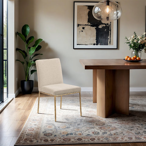 Florence Beige Chenille Fabric Upholstered Dining Side Chair , 2-Piece (Style 2)