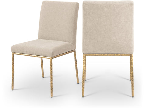 Florence Beige Chenille Fabric Upholstered Dining Side Chair , 2-Piece (Style 2)