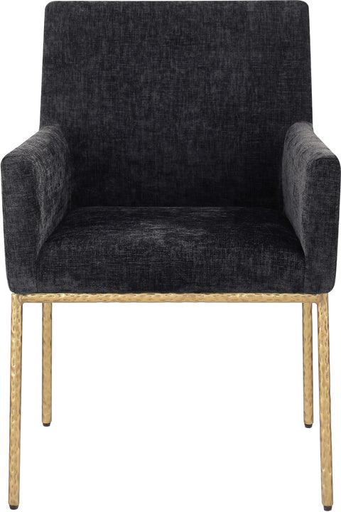 Florence Black Chenille Fabric Upholstered Dining Arm Chair , 2-Piece (Style 2)