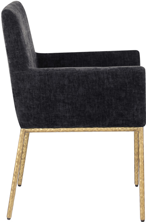 Florence Black Chenille Fabric Upholstered Dining Arm Chair , 2-Piece (Style 2)