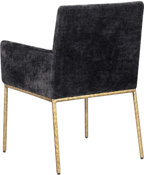 Florence Black Chenille Fabric Upholstered Dining Arm Chair , 2-Piece (Style 2)