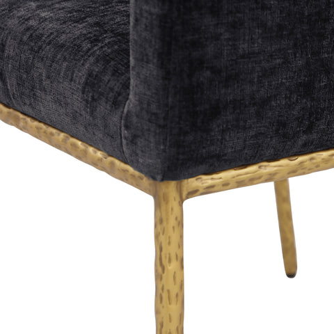 Florence Black Chenille Fabric Upholstered Dining Arm Chair , 2-Piece (Style 2)