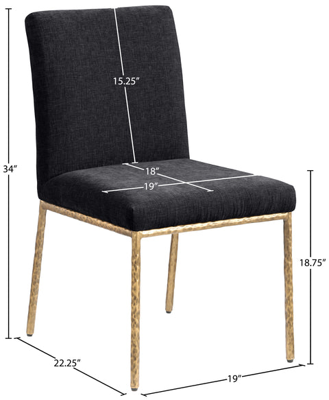 Florence Black Chenille Fabric Upholstered Dining Side Chair , 2-Piece (Style 2)