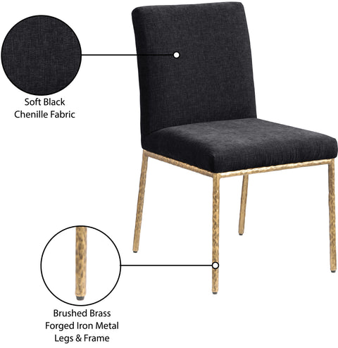 Florence Black Chenille Fabric Upholstered Dining Side Chair , 2-Piece (Style 2)