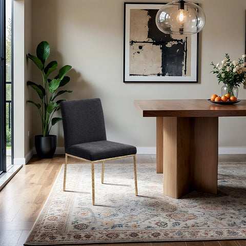 Florence Black Chenille Fabric Upholstered Dining Side Chair , 2-Piece (Style 2)