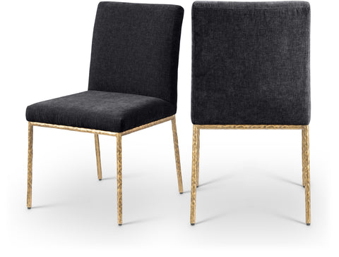 Florence Black Chenille Fabric Upholstered Dining Side Chair , 2-Piece (Style 2)