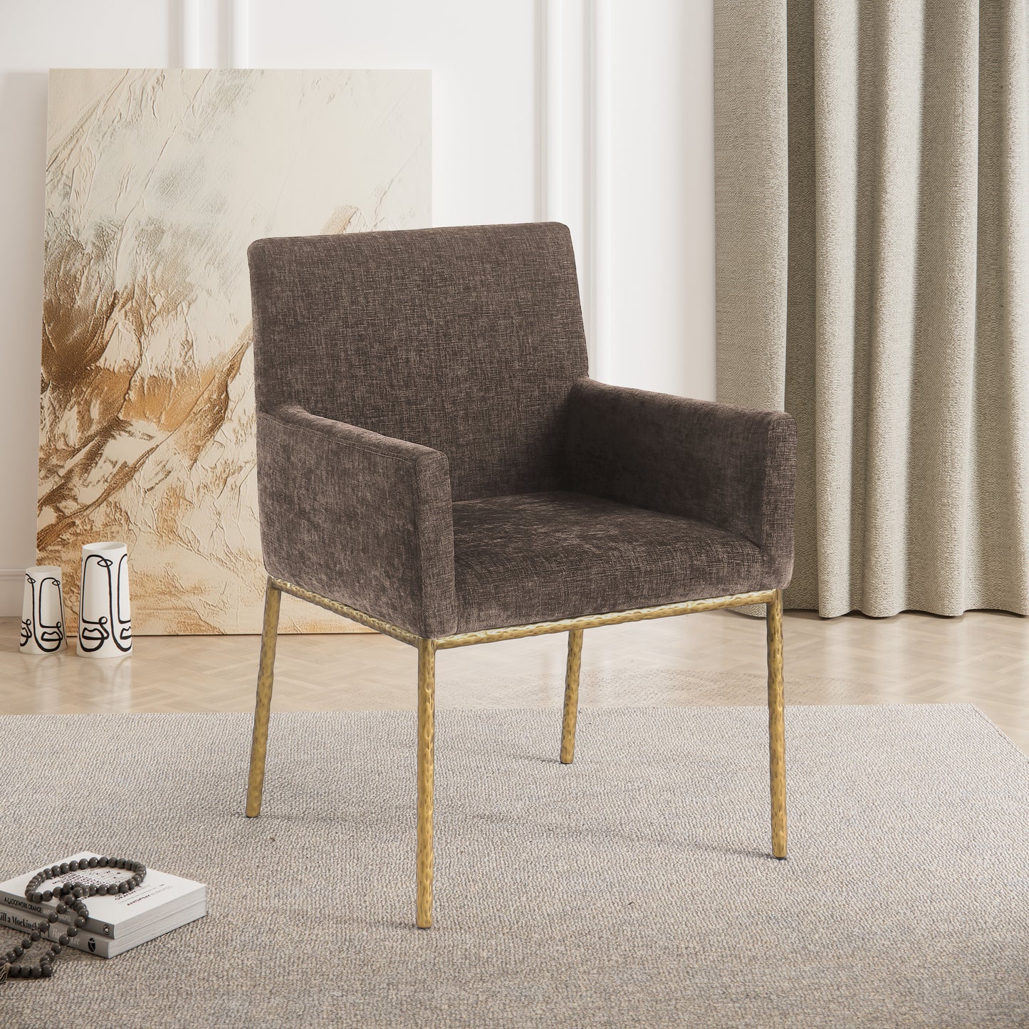 shiloh brown chenille fabric dining chair