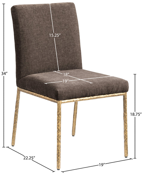 Florence Brown Chenille Fabric Upholstered Dining Side Chair , 2-Piece (Style 1)