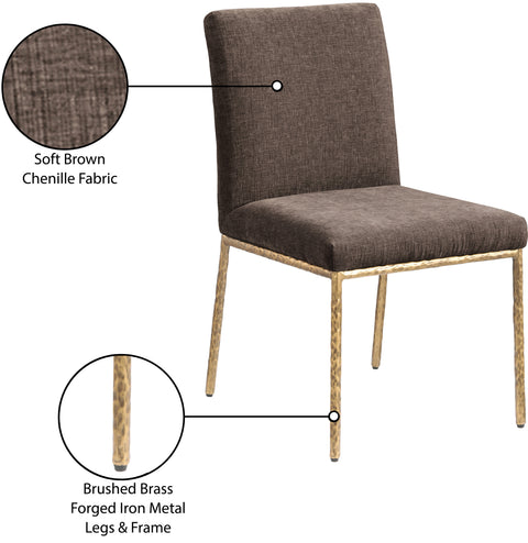 Florence Brown Chenille Fabric Upholstered Dining Side Chair , 2-Piece (Style 1)