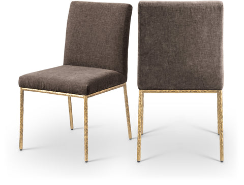 Florence Brown Chenille Fabric Upholstered Dining Side Chair , 2-Piece (Style 1)